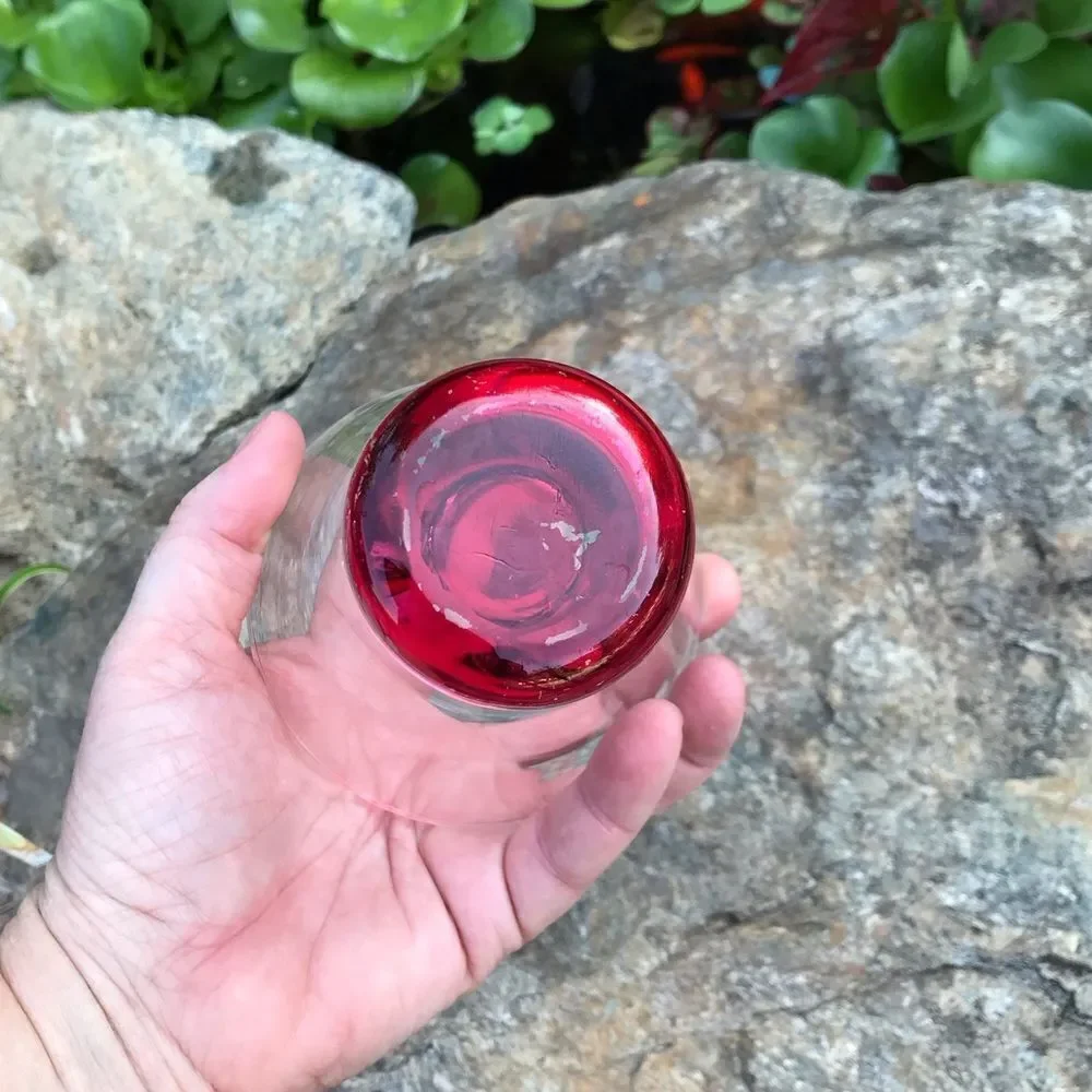 Vintage Crate & Barrel Red Liquor Cocktail Dizzy Glass